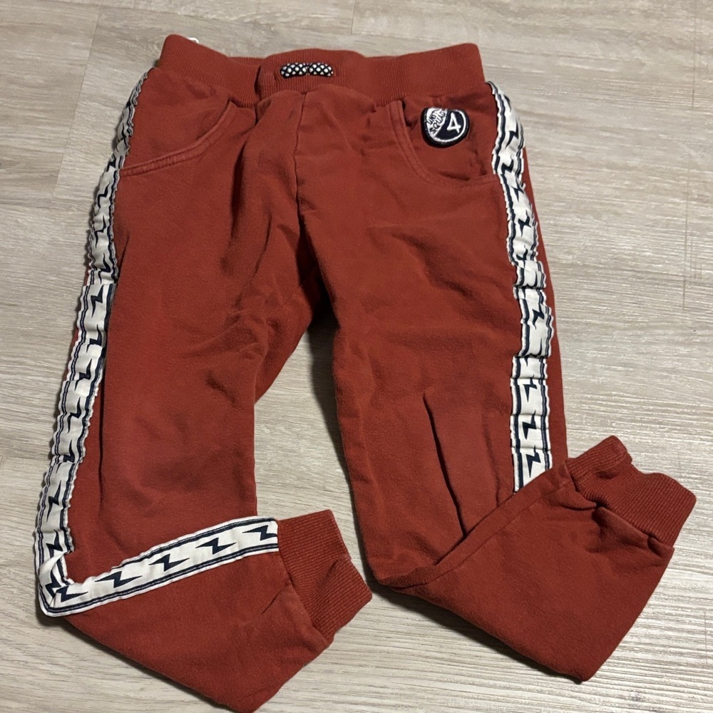 Dirkje Kids' Brick Red Joggers‎ with Geometric Trim